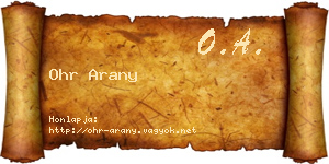 Ohr Arany névjegykártya